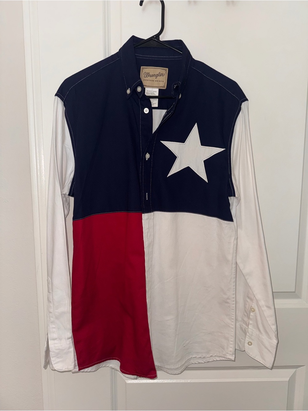 Wrangler Navy Button-Up Shirt with White Star Accent